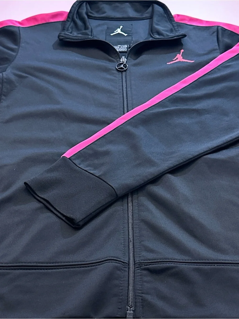 Jordan Black Track Jacket with Pink Trim